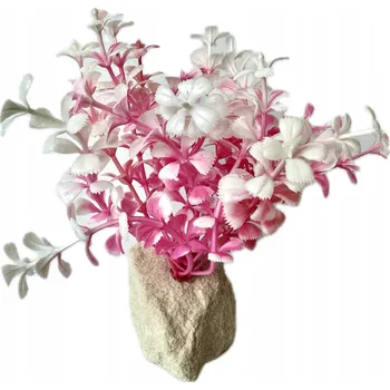 umělá květina RŮŽOVÁ UMĚLÁ ROSTLINA DO AKVÁRIA / TERÁRIA - DEKORACE 12 CM