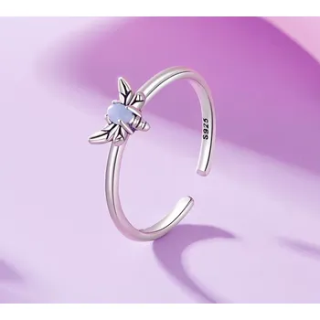 Šperk For Silver Prsten se svítícím kamenem Vážka - Stříbro 925