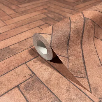 Tapeta ORANŽOVÁ VINYLOVÁ TAPETA NA VLIESU VZOR RYBÍ KOST