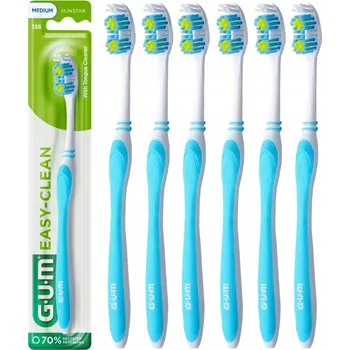 Elektrický zubní kartáček Manuální Kartáček na Zuby GUM EASY-CLEAN s Čističem Jazyka (6 Ks)