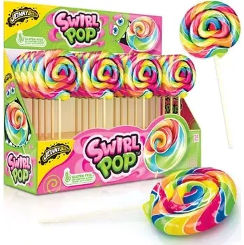 Bonbon Lízátko 50 g Johny Bee RAINBOW placaté (24 ks) (Karton lízátko kroucené pop / ovocné velké lízátko)