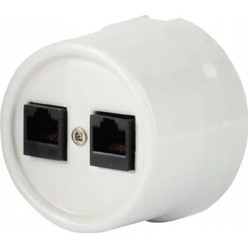 Elektrická zásuvka KERAMICKÁ ZÁSUVKA 2xRJ45 NA OMÍTKU BÍLÁ