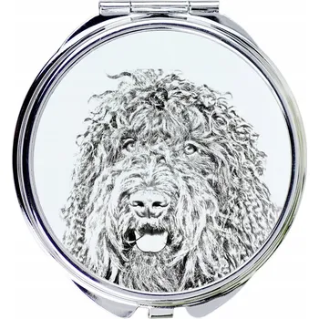 Kosmetické zrcátko Barbet, Francouzský vodní pes - kapesní zrcátko s motivem psa, s možností personalizace