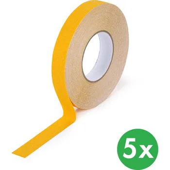 Výstražná páska Protiskluzová páska, jemné zrno, 25 mm x 18,3 m, balení 5 ks, žlutá