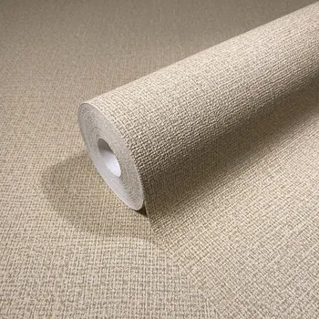 Tapeta Béžová vinylová tapeta s efektem plátna na vliesovém podkladu