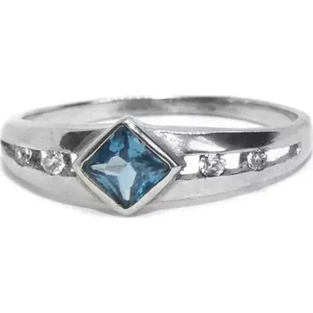 Prsten Stříbrný prsten akvamarin a čiré zirkony - VR47 (Stříbrný prsten se zirkony a akvamarinem)