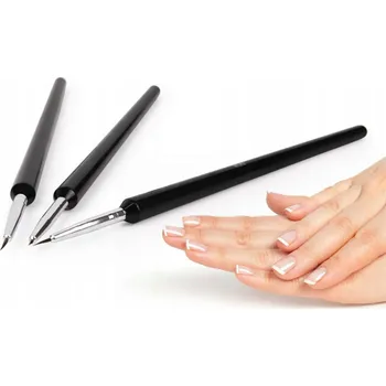 Kosmetický štětec SADA ŠTĚTCŮ NA ZDOBENÍ NEHTŮ ČERNÉ PRO HYBRIDNÍ LAKY A GEL 3 KS