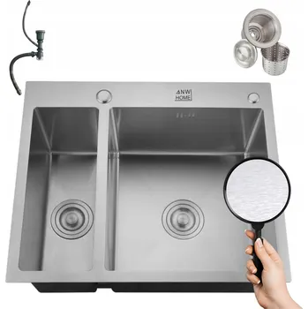 Granitový dřez Dřez jednopůlkový ANW Dřez ocel stříbrný