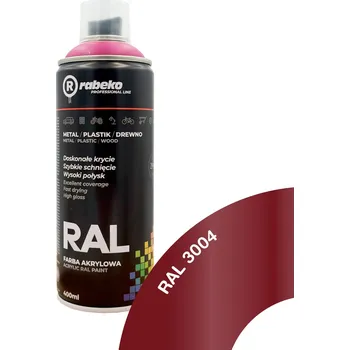 Barva ve spreji SPRAY barva Rabeko RAL 400ml ČERVENÁ lesklá RAL 3004