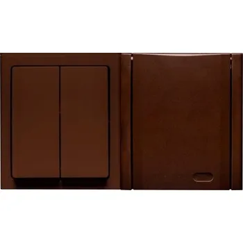 Elektrická zásuvka Dvojitý vypínač Klasik Polmark, odstíny hnědé ZH-21B.BR