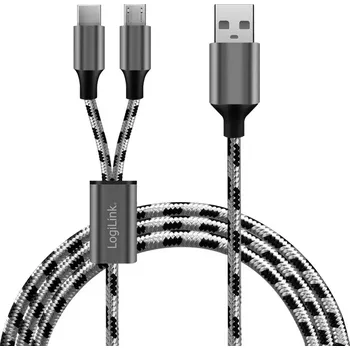 Datový kabel Opletený USB 2.0 kabel USB‑A na Micro USB + USB‑C 1,2 m