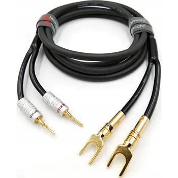 elektrický kabel NAKAMICHI Reproduktorový kabel 2x4 banánky/vidličky, 4,5 m