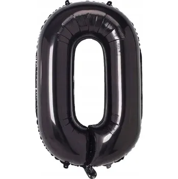 Balónek VELKÝ FÓLIOVÝ BALÓN ČÍSLICE 0 ČERNÝ NAROZENINY 40CM