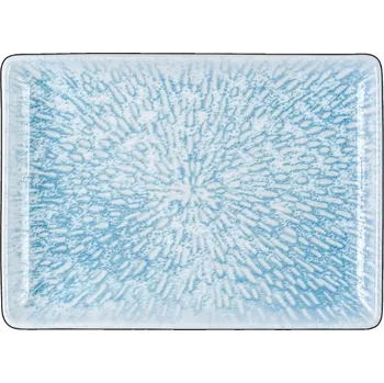 Talíř Obdélníkový porcelánový talíř bílo-modrý plochý Wilmax 23,5 x 17 cm