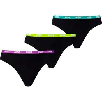 Kalhotky Dámské kalhotky Puma STRING (3-PACK) W černé 907590-05 - S | UK 4,5 | US 5,5