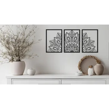 Obraz Nástěnná Dekorace Prolamovaný Obraz na Zeď TRYPTYCH MANDALA 3D