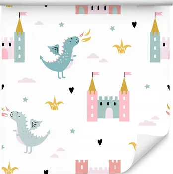 Tapeta Tapeta pohádková, draci, mraky, do dětského pokoje