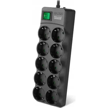 Přepěťová ochrana SVEN SF-10E-16 Zásuvková Lišta Přepěťová ochrana 10 zásuvek 3680W, 3M