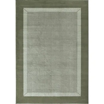 Koberec KOBEREC moderní do obýváku 200x290 cm, zelený s rámem, měkký vlas