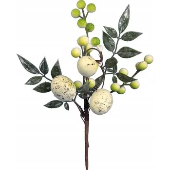 Vánoční dekorace PIK S VAJÍČKEM VĚTVIČKA VELIKONOČNÍ 26 CM KRÉMOVÁ DEKORACE