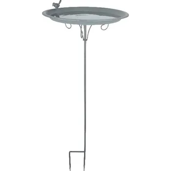 Krmítko pro ptáka Koupel pro ptáčky GREY ELEGANCE, zápich 107cm, šedý kov|Esschert Design