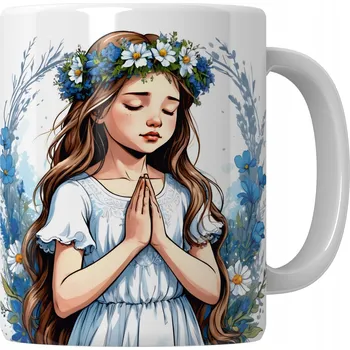 Keramický hrnek 330 ml památka na první svaté přijímání dárek ke přijímání poděkování pro hosty, rodinu a kmotry personalizace se jménem KMOTŘI