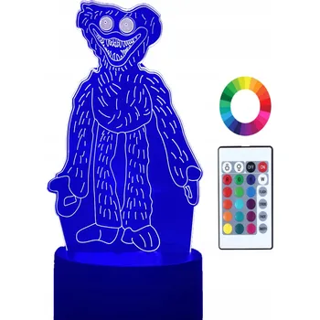 Lampička LAMPA na SKLE Huggy Wuggy 3D LED RGB DÁLKOVÝ OVLADAČ 16 BAREV