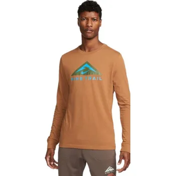 Pánské oblečení Pánské funkční tričko s dlouhým rukávem Nike DF TEE LS TRAIL hnědé DV9381-270 - M | UK 5,5 | US 6Y