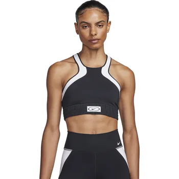 Podprsenka Dámská sportovní podprsenka bez výztuže Nike HIGH NECK W černá FN2743-010 - L | UK 10,5 | US 11,5