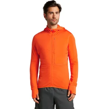 Pánská mikina Pánská merino mikina ICEBREAKER Mens 200 Realfleece Descender LS Zip Hoodie, Blaze velikost: M
