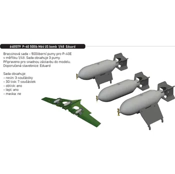 Plastikový model Eduard 1/48 P-40 500lb M64 US bombs (EDUARD)