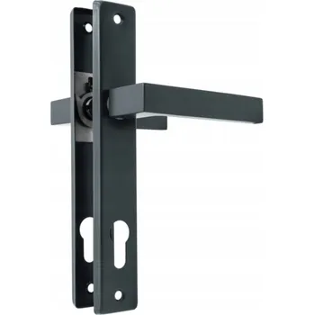 Dveřní kování Klika 4Q pro dveře, hranatá rozeta 90 mm, na vložku /34 mm, černá