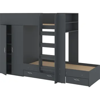Dětská postel Max-i Patrová postel JEAN 80 x 190 cm, se šatní skříní a zásuvkami Zvolte barvu:: antracit