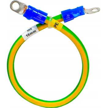 elektrický kabel 20cm zemnící vodič s očkem M6, průřez 16mm