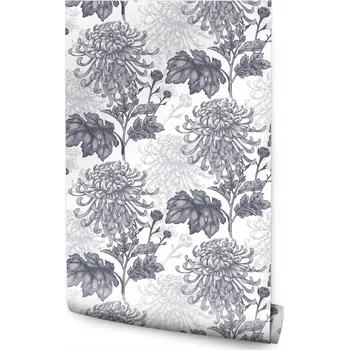 Fototapeta Tapeta do obýváku černo-bílé chryzantémy květiny