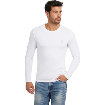 Pánské oblečení GUESS PÁNSKÉ TRIČKO S DLOUHÝM RUKÁVEM CN LS CORE TEE WHITE M2YI28J1314 G011 Velikost: XL