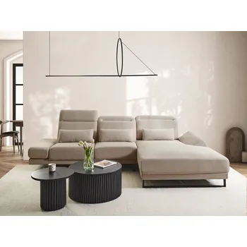 Pohovka Levá rohová pohovka taupe polyesterové čalounění ocelové nohy nastavitelné boční područky a opěradlo nábytek do obývacího pokoje Beliani