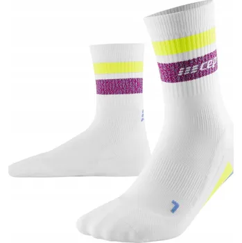 Pánské ponožky Pánské kompresní sportovní ponožky CEP Miami Vibes 80's krátké bílé s f