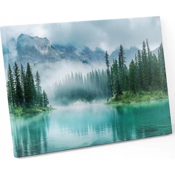 Obraz Obraz na plátně DO OBÝVÁKU 100x70 VZORY VÝHLED JEZERO HORY MLHA LES