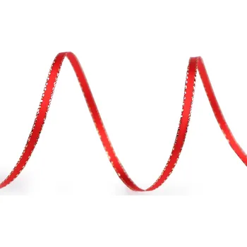 Stuha Atlasová stuha oboulící s lurexovým okrajem šíře 3 mm vánoční Varianta: 643 červená zlatá, Balení: 20 m