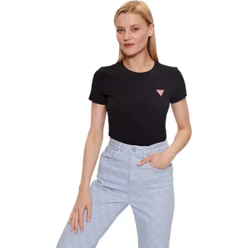 Dámské tričko GUESS DÁMSKÉ TRIČKO T-SHIRT SS CN MINI TRIANGLE BLACK W2YI44J1314 JBLK Velikost: L