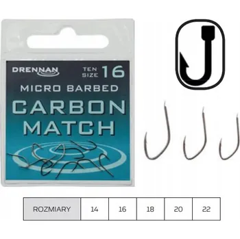 Rybářský háček Háček Drennan Carbon Match s otřepem, velikost 22 10 ks