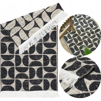 Koberec Koberec S TŘÁSNĚMI Kilim 50x80 cm ČERNÝ oboustranný PŘÍJEMNÝ na DOTEK