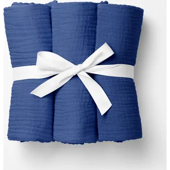 látková plena Mušelínová plena/dečka Nature MSN-051 Modrá - ZVÝHODNĚNÁ SADA 3 KS 120x120 cm - Sada 3 ks