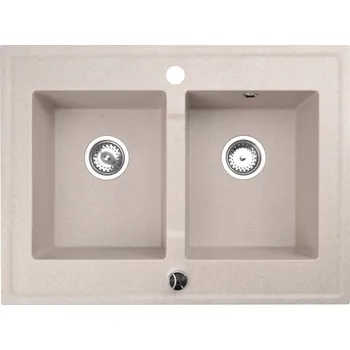 Granitový dřez Dvoukomorový granitový dřez APKOMFORT Grande béžový