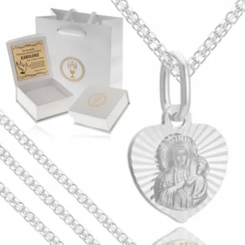 Náhrdelník STŘÍBRNÝ NÁHRDELNÍK K PRVNÍMU SVATÉMU PŘIJÍMÁNÍ MEDAILONEK 925 PRO DÍVKU + GRAVÍROVÁNÍ BIŘMOVÁNÍ