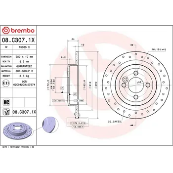 Brzdový kotouč Brzdový kotouč BREMBO 08.C307.1X