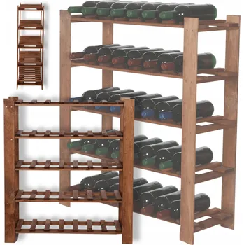 Stojan na víno Regál na víno na lahve 90x80x28 5 polic 35 lahví hnědý