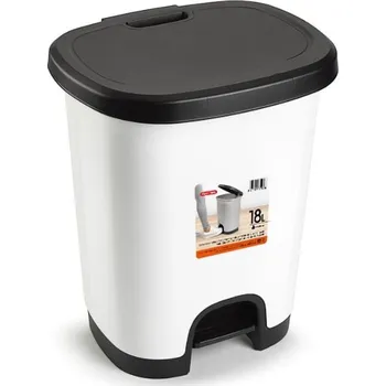 Odpadkový koš koš odpad 18l COLOR BÍLO-ČERNÝ bez vložky, pedál