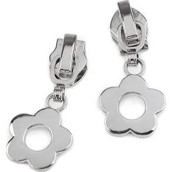 Zip Jezdec ke spirálovým zipům No 5 srdce, hvězda, květ Varianta: 2 nikl květ, Balení: 3 ks